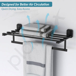 Plantex 304 Grade Stainless Steel 24 inch Towel Rack for Bathroom/Towel Stand/Hanger/Towel Bar for Bathroom Accessories - Cute (Black)