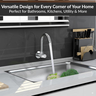 Plantex Kitchen Taps for Home Sink with Water Saving Nozzle/Kitchen Tap/High Arc 360° Swivel Spout for Sink Tap with Brass Wall Flange -(Pac-1810-Chrome)