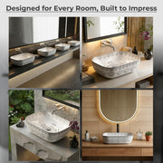 Plantex Ceramic Table Top Washbasin For Bathroom/Hand Wash Sink/Rectangle Countertop Vessel Sink Basin For Home/Office/Hotel - (White)
