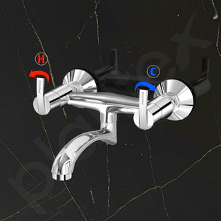 Plantex Pure Brass Wall Mixer Non Telephonic/Mixer Tap for Bathroom with Brass Wall Flange & Teflon Tape/Bathroom Mixer Tap-(AQ-1416-Mirror Chrome)