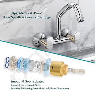 Plantex Pure Brass Kitchen Sink Tap/Sink Mixer Tap Hot and Cold/Kitchen Taps for Home Sink with Brass Wall Flange and Teflon Tape-7 Year Warranty by Plantex (ORN-215-Chrome)