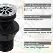 Plantex 4 Inch Waste Coupling for Washbasin/Nylon Thread Body with Brass Head Coupling/Coupling for Sink - Pack of 1 (BH-1116, Chrome)