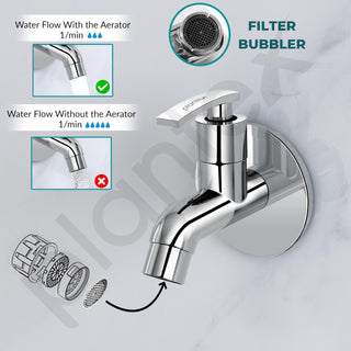 Plantex Pure Brass COL-1001 Water Tap for Bathroom with Water-Saving Technology Taps with Wall Mount Bib Tap/Basin Tap for Home- 7 Year Warranty (Chrome Finish)