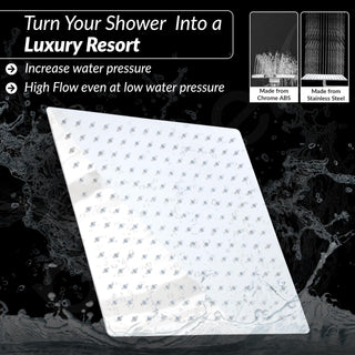 Plantex Stainless Steel Shower Head for Bathroom 12 x 12 inch with Water Saving Techonology/Rain Flow Overhead Shower without Arm/Bathroom Showers - (Ultra Slim-Chrome)