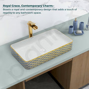 Plantex Table Top Wash Basin For Bathroom/Designer Ceramic Basin/Countertop Vessel Sink Basin - Indo-European Collection (24 x 14 x 5 Inch)