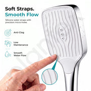 Plantex ABS Hand Shower for Bathroom/3 Mode Multifunctional Shower/Rectangle Hand Shower Without Hose Pipe for Home/Hotel - (Chrome & White, H510)