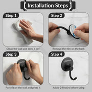 Plantex Wall Hanging Hook/Bath Towel Hook/Self Adhesive Round Robe Hooks for Kitchen/Bathroom/Stylish Home Decor Items - Pack of 6 (Black)