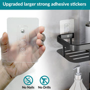 Plantex Self Adhesive Shelf for Bathroom/Aluminium Bathroom Organisers/Wall Mounted Bathroom Shelf with Magic Stickers (12x5 inches, Matt Black) - Pack of 2