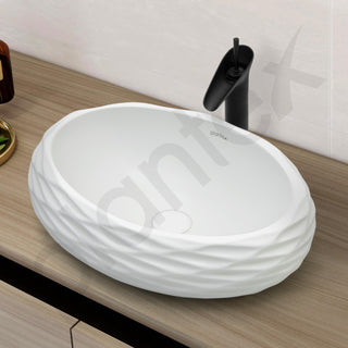 Plantex Table Top Wash Basin For Bathroom/Designer Ceramic Basin/Countertop Vessel Sink Basin - Indo-European Collection (EQTT-595, 23 x 15 x 7 Inch)