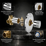 Plantex Shower Combo Set for Bathroom/Brass Single Knob Diverter/Bath Tub Spout/8x8 Inch Ultra Slim Overhead Shower/12-Inch Shower Arm - Chrome