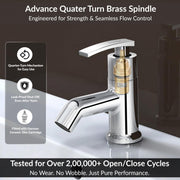 Plantex Pure Brass Pillar Tap for Wash Basin with Water Saving Aerator/Tabletop Basin Tap/7 Year Warranty (COL-1003-Mirror Chrome)