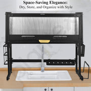 Plantex GI Steel Over The Sink Dish Drying Rack/2-Tier Dish Drying Rack/Space Saving Utensils Stand for Kitchen (Black, 88 x 28.5 x 69 CM)
