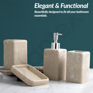 Plantex Polyresin Bathroom Accessories Set Soap Dispenser/Toothbrush Holder/Tumbler Holder/Soap Dish - 4 Piece(925)