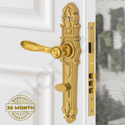 Plantex Heavy-Duty Door Lock Set -Main Door Lock Handle Set/6-Lever Lock Mechanism with 3 Years of Warranty/Mortise Lock with 3 Keys, Brass Lock Body & Cylinder(658- Gold)