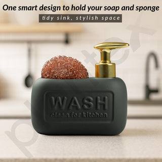 Plantex Ceramic Soap Dispenser with Scruber/Liquid Soap Dispenser/Sink Dish Washing Soap Dispenser Set/Soap Dispenser for Wash Basin Ceramic - Bathroom Accessories