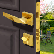 Plantex Heay Duty Mortise Door Lock for Home/Main Door Lock Set/Door Handle Lock with Brass Lock Body & Cylinder (7129, PVD Gold)