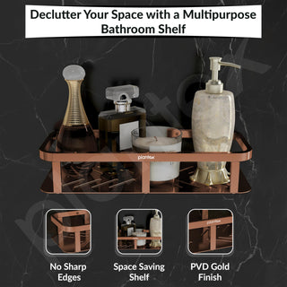 Plantex Stainless 304 Grade Steel Shelf for Bathroom/Kitchen Rack - Bathroom Accessories - Pack of 2 (12X5 Inches-PVD Rose Gold Finish)