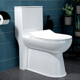 Plantex Commode for Toilet/Ceramic One Piece Western Toilet/Rimless Commode with Soft Closing Toilet Seat - S Trap Outlet (White)