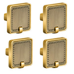 Plantex Knobs for Drawers/Drawer Knobs/Square Knob for Cabinets/Pull-Push Knob for Kitchen/Bedroom/Drawer - Pack of 4 (Brass Antique & Gold)
