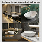 Plantex Ceramic Table Top Oval Wash Basin for Bathroom/Countertop Bathroom Sink/Bathroom Basin with 10 Years Glaze Warranty by Plantex (White - 16.5 x 13.5 x 7 Inch)