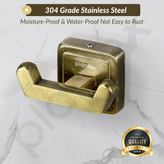Plantex 304 Grade Stainless Steel Robe Hook/Napkin Hanger/Hook for Hanging Towel in Bathroom/Living Room - Decan (Brass Antique)