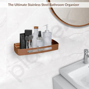 Plantex Shelf for Bathroom/Stainless Steel Multipurpose Shelf/Spice Organizer for Kitchen - Pack of 1 (12 x 5 Inch, Rose Gold)