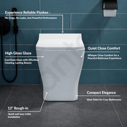 Plantex Platinum Ceramic Commode/Rim Washdown Westen Commode/ One Piece Floor Mounted Commode with Soft Close Toilet Seat Cover- S Trap Outlet - (White)