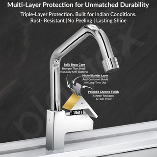 Plantex Pure Brass Sink Tap for Kitchen with 360° Swivel Spout/Kitchen Sink Tap with Water Saving Aerator-7 Year Warranty (PRI-313-Mirror-Chrome Finish)