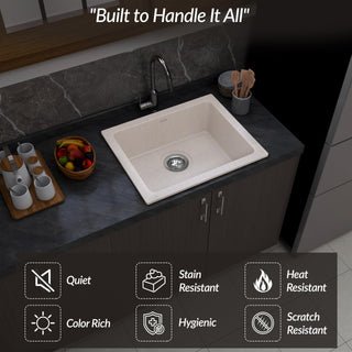 Plantex Quartz Acrylic Kitchen Sink with 10 Years Warranty by Plantex/Undermount Sink for Kitchen/Granite Single Bowl Kitchen Sinks with Coupling (Ultra Brun 21x18 Inches)