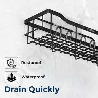 Plantex Self Adhesive Bathroom Shelf/Bathroom Organiser without Drill/Adhesive Wall Shelves/No Drill Bathroom Shelves/Soap Holder with Tooth Brush Holder-(Black, Pack of 5)