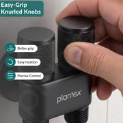 Plantex 2 Way Angle Cock/Stainless Steel Double Outlet Water Valve/Bathroom & Kitchen Tap Connector/Water Faucet - Pack of 1 (Black, APS-N-8)