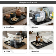 Plantex Dish Drainer Tray Only/Rectangular Water Drain Tray for Kitchen Basket/Plastic Drip Tray Water Collector for Utensils Basket  â€“ Pack of 1 (Black, 45 x 35 x 3 cm)