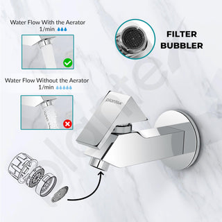 Plantex Pure Brass PRI-301 Water Tap for Bathroom with Water-Saving Technology Tap/Wall Mount Bib Tap with Wall Flange & Teflon Tape-7 Year Warranty (Chrome Finish)
