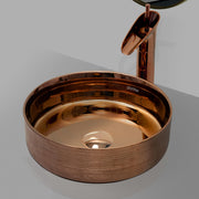 Plantex Ceramic Round Wash Basin /Designer Table Top Washbasin/Countertop Wash Basin for bathroom/Home/Office (Rose Gold-14x14x5 Inch)