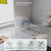 Plantex Stainless Steel Plate Organizer for kitchen/10 Slot Plate Stand for Kitchen Cabinet/Rubber-Gripped Dish Stand for Cabinet(Size-6inches, Slot- 10, Pack of 1)