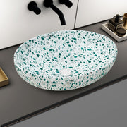 Plantex Table Top Wash Basin for Bathroom/Designer Ceramic Basin/Countertop Vessel Sink for Home/Office (Marble White - 20 x 15 x 5.5 Inch)