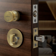 Plantex Bathroom Door Lock/Stainless Steel Pull Push Door Handle Lock Set/Keyless Lock Handle for Bathroom (Brass Antique, DTM-666)