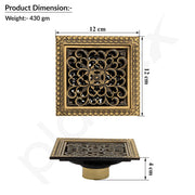 Plantex Solid Brass Floor Drainer for Bathroom/Floor Drain Jali/Floor Drain with Cockroach Trap Jali/Kitchen - (Brass Antique, 5 x 5Inches)
