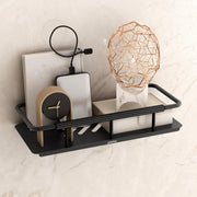 Plantex Self Adhesive Bathroom Shelf/Stainless Steel Bathroom Shelf Rack/Wall Shelf for Bathroom/Bathroom Organiser without Drill/Bathroom Accessories Set- Pack of 1 (12x5 inches, Black)