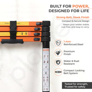 Plantex 1.9m (6.23 ft.) Telescopic Ladder/Carbon Steel 5-Steps Portable & Compact Ladder/Foldable Multipurpose Collapsible Ladder for Home & Outdoor Use - (Orange)