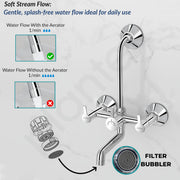 Plantex 2 In 1 Wall Mixer for Bathroom/Mixer L-Bend Provision for Overhead/Mixer Tap for Bathroom with Water Saving Nozzle and Wall Flange (RIO, Chrome)