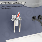 Plantex Tumbler Holder for Bathroom/Stainless Steel Toothbrush Holder/Toothpaste Holder/Bathroom Accessories - (Chrome)