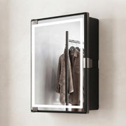 Plantex LED Mirror Cabinet for Bathroom/ABS Storage Cabinet/Mirror Cabinet for Wall/Mirror with Storage for Bathroom - 18x14 Inch (CAB-118, Black)