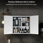 Planet Premium Bathroom Cabinet with Mirror/ 304 Stainless Steel Bathroom Mirror with Storage/Shelf for Wall with Mirror (18x18 Inch-Chrome)