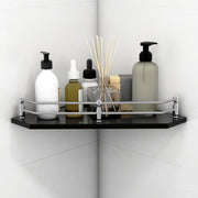 Plantex Premium Diamond Glass Corner Shelf for Bathroom/Kitchen Glass Shelf/Bathroom Corner Shelf (Black -9x9 Inches - Pack of 1)