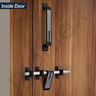 Plantex Stainless Steel Door Kit for Single Door/Door Accessories (10-inch Al-Drop,8-inch Latch,2 Handles,7-inch Tower Bolt and 4-inch Door Stopper-(Chrome & Z-Black)