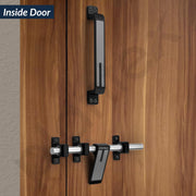 Plantex Stainless Steel Door Kit for Single Door/Door Accessories (10-inch Al-Drop,8-inch Latch,2 Handles,7-inch Tower Bolt and 4-inch Door Stopper-(Chrome & Z-Black)