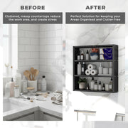 Plantex 3 Tier Bathroom Storage Rack/GI Steel Multipurpose Bathroom Shelf Organizer/Spice Rack for Kitchen Organizer/Wall Mounted Racks for Living Room/Bedroom-Pack of 1 (Black)