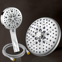 Plantex ABS 8 mode Shower Set for Bathroom with 304 Stainless Steel 1.5 meter Shower Hose/Handheld Shower with 10-inch Round Shower Head-Chrome