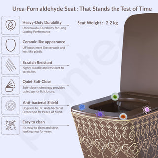 Plantex Ceramic Wall Hung Commode for Toilet/Western Commode/Rimless Washdown Western Toilet with Soft Close Toilet Seat - P Trap - (LAS05, Brown)